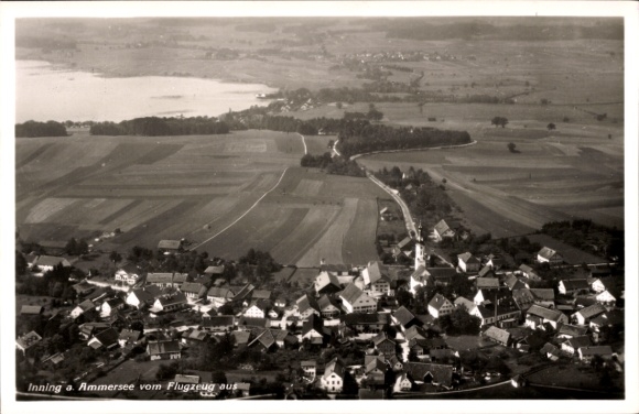 Postcard Inning am Ammersee Upper Bavaria, aerial photograph