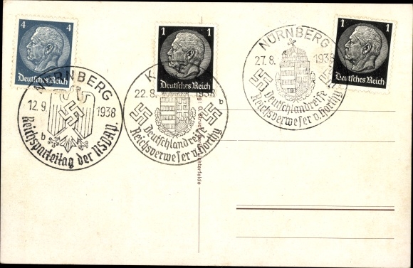 Postcard Führer and Reich Chancellor Adolf Hitler, Reich Administrator von Horthy, state meeting 1938