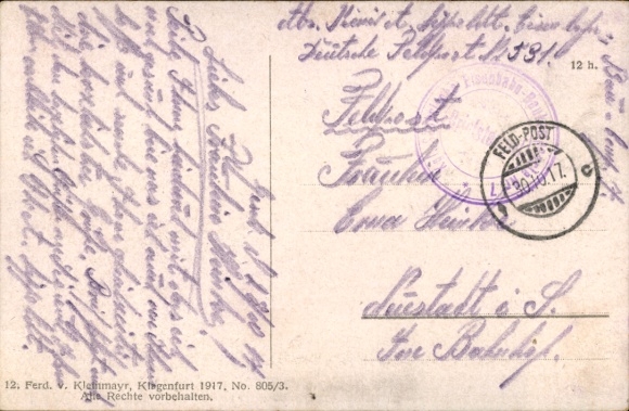 Postcard Villach in Carinthia, Mittagskogel, river