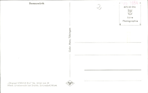 Postcard Donauwörth in Swabia Bavaria, aerial photograph