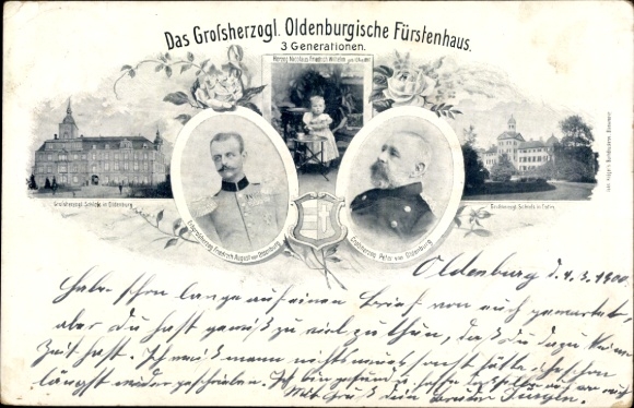 Ansichtkaart Oldenburg in het Groothertogdom Oldenburg, 3 generaties in het Oldenburgse prinselijk huis, kasteel
