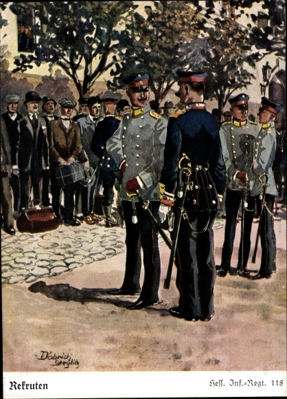 KP artysty Döbrich-Steglitz, rekruci, oficerowie, Heski Pułk Piechoty 118