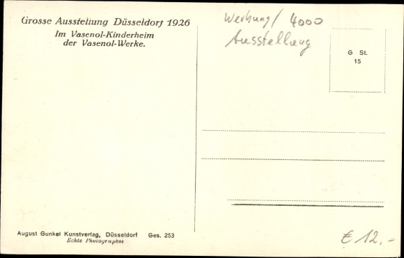 Ansichtkaart Düsseldorf, grote tentoonstelling Gesolei 1926, leven en bedrijvigheid in kindertehuis Vasenol