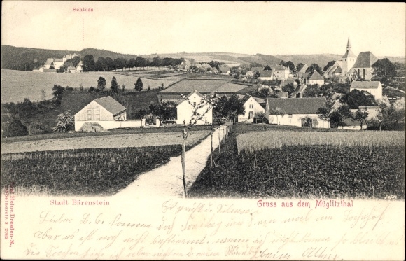 Postcard Bärenstein Altenberg Erzgebirge, town view, castle