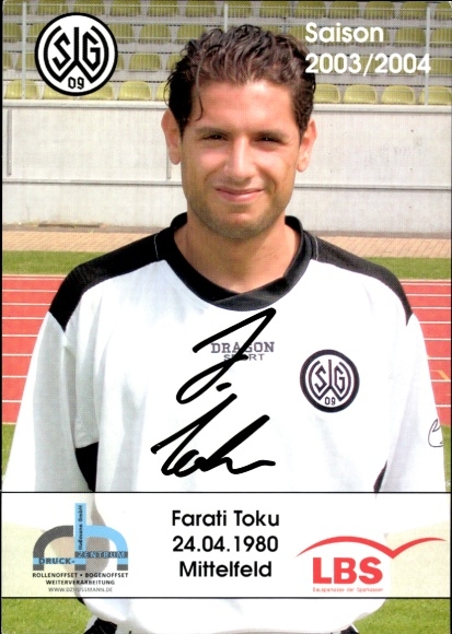 Autograph card footballer Farati Toku, SG Wattenscheid 09, autograph