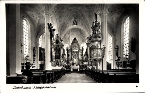 Photo Postcard Tuntenhausen in Upper Bavaria, pilgrimage church, pulpit. altar
