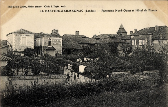 CPA La Bastide d'Armagnac Landes, Panorama and Hôtel de France