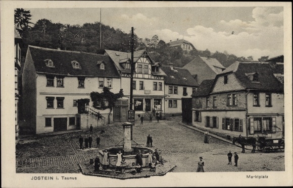 Postcard Idstein im Taunus Hesse, market square, fountain