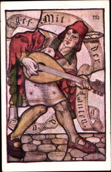 Artist PC Schiestl, Heinz, brother of Matthäus, man with a lute
