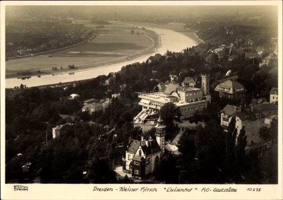 PC Dresden Weißer Hirsch, Luisenhof, HO restaurant, aerial photograph, Walter Hahn 10275