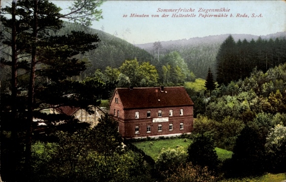 Postcard Schleifreisen in Thuringia, summer resort Ziegenmühle, forest landscape