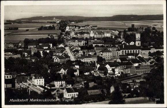 Postcard Markneukirchen im Vogtland, total view of the village