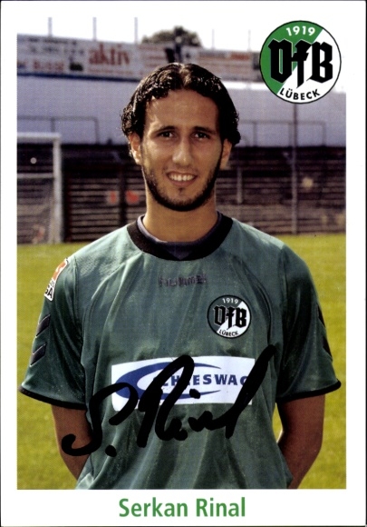 Autograph card footballer Serkan Rinal, VfB Lübeck, autograph