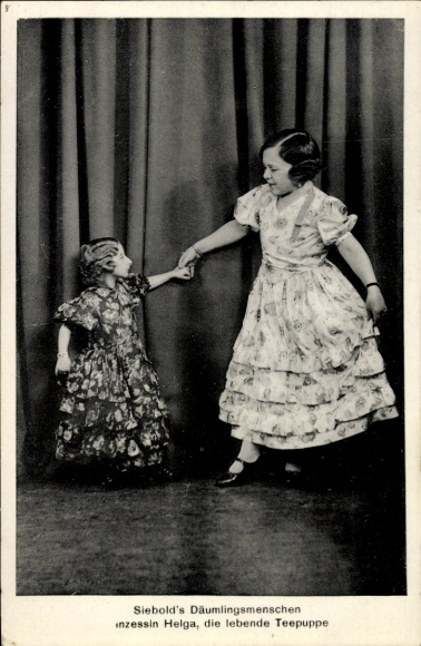Postcard Siebold's Thumbling People, Princess Helga, the living tea doll