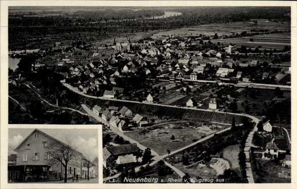 Ak Neuenburg am Rhein Baden, Fliegeraufnahme, Gasth. z. Salm