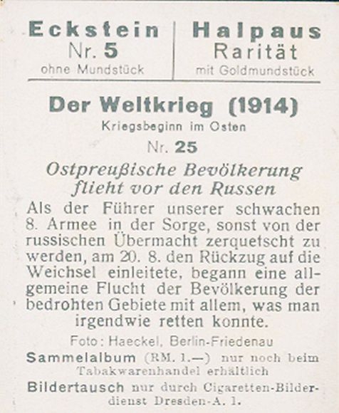 Verzamelbeeld Wereldoorlog 1914, begin van de oorlog in het oosten 25 Oost-Pruisische bevolking vlucht voor de Russen