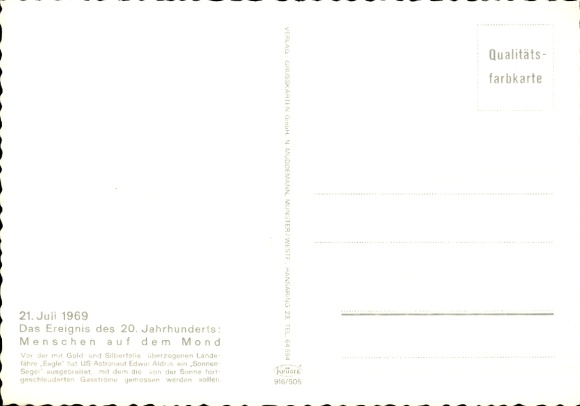 Postcard July 21, 1969, Landing on the Moon, Edwin Aldrin