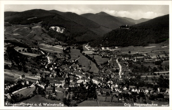 Postcard Klingenmünster on the Palatinate Wine Route, aerial photograph