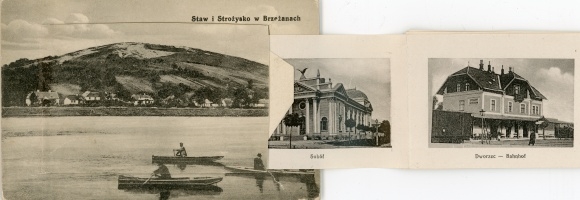 Leporello Postcard Bereschany Brzezany Ukraine, Railway station, Schloss, Ruderpartie