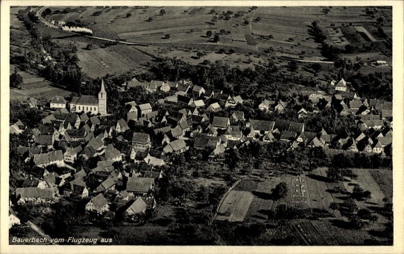 Postcard Bauerbach Marburg an der Lahn, black and white aerial photo of Bauerbach. Clearly visible is...
