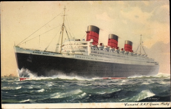 Artist Postcard , steamer &quot;Queen Mary&quot;