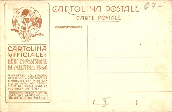 PC Milano Milan Lombardia, Esposizione 1906, Padiglione dei Palombari Inazione di Italo Zannoni