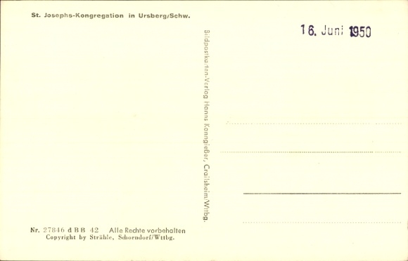 Postcard Ursberg in Schwaben, aerial photograph of St. Joseph's Congregation