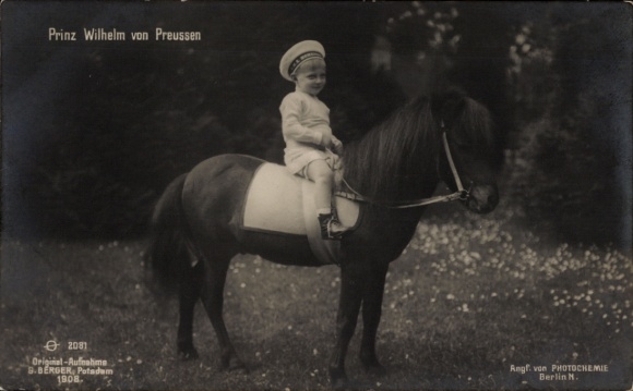 Postcard Prince Wilhelm of Prussia on a pony, PH Berlin 2081