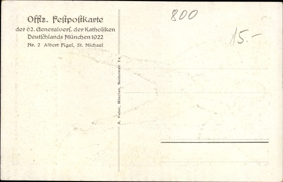 Artist PC Figel, Albert, Munich Bavaria, 62nd General Assembly of Catholics 1922, St. Michael