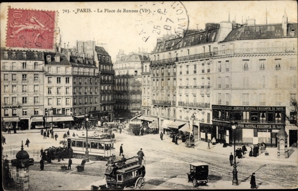 Ansichtkaart Parijs VI, La Place de Rennes