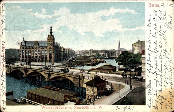 Ak Berlin Neukölln, Waisenbrücke