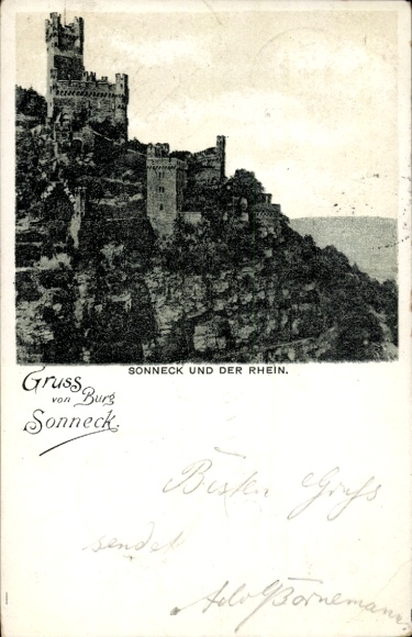 Chromo-Litho Niederheimbach am Rhein, Sooneck Castle, Sonneck Castle
