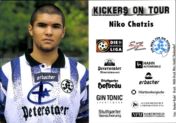 Autograph card footballer Niko Chatzis, SV Stuttgarter Kickers, autograph