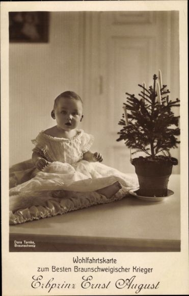 Postcard Hereditary Prince Ernst August of Braunschweig, child portrait, welfare card, photo. Dora Tarnke