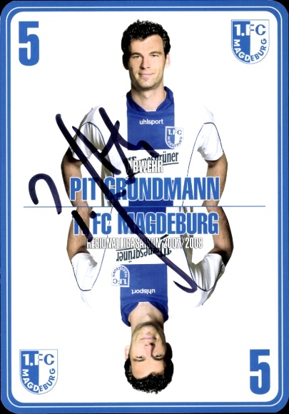 Autogrammkarte Fußballer Pit Grundmann, 1. FC Magdeburg, Autogramm