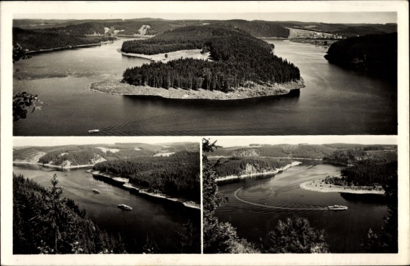 Postcard Schönbrunn Ebersdorf Thuringia, reservoir Saaletalsperre, Heinrichstein, Luchsloch, Blaupunkt
