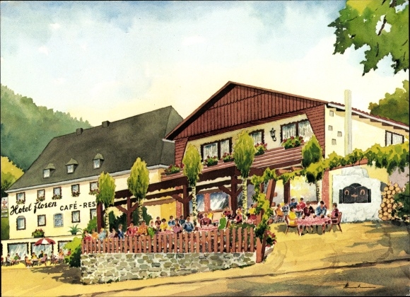 Postcard Edertal Hesse, Hotel Floren, Edersee 2
