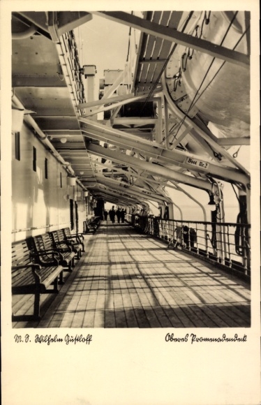 Postcard KdF ship MS Wilhelm Gustloff, upper promenade deck