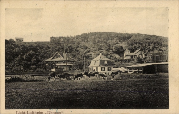 Ak Bad Sobernheim an der Nahe, Blick auf eine Landschaft, Gebäude und Kühe, historischer Kurort