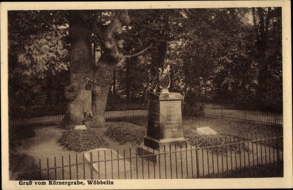 Postcard Wöbbelin in Mecklenburg, grain grave