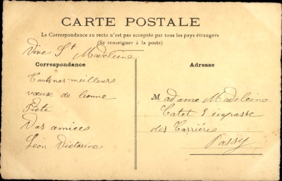 Letters Postcard First Name Madeleine, Flowers