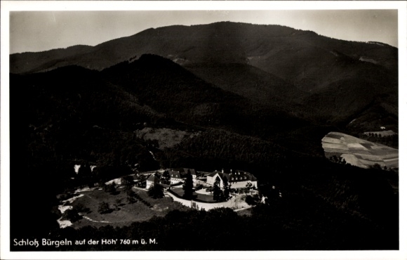 Postcard Obereggenen Schliengen in the Black Forest, aerial photograph of Bürgeln Castle