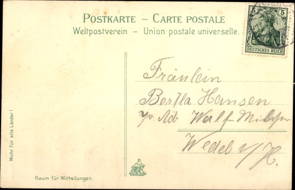 Embossed Weinblatt Chromo-Litho Hamburg North Uhlenhorst, view from the water, ferry house