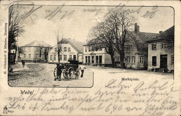 Ak Wedel aan de Elbe, Marktplein