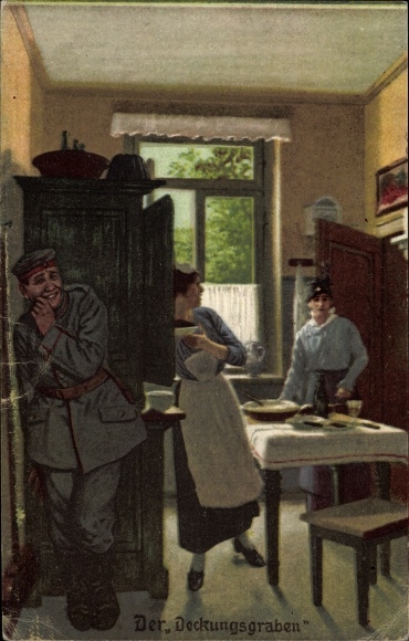 Artist Postcard The Cover Trench, Always Professional, Military Terminology, Soldier Hides