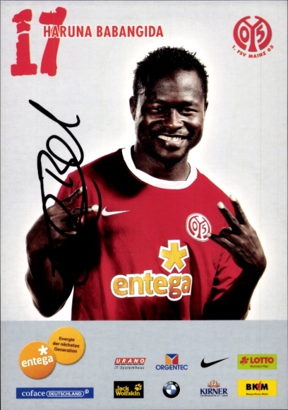 Autograph card footballer Haruna Babangida, 1. FSV Mainz 05