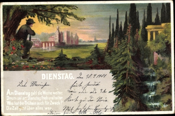 Artist PC Allegory Tuesday, The week goes on on Tuesday, man, landscape