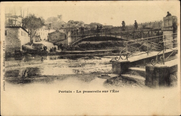 Ak Pertuis Vaucluse, Brücke, Wasser, Gebäude, Menschen, Landschaft