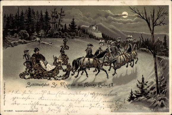 Moonlight Chromo-Litho Sleigh Ride of His Majesty King Ludwig II.