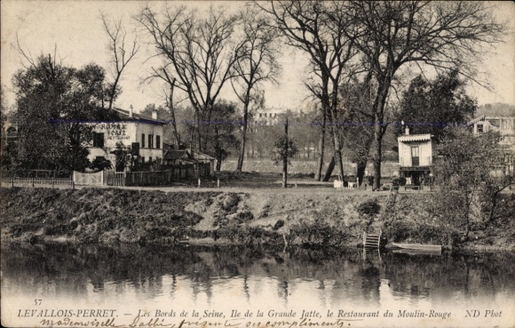 Ak Levallois Perret Hauts de Seine, Ile de la Grande Jatte, Restaurant Moulin Rouge